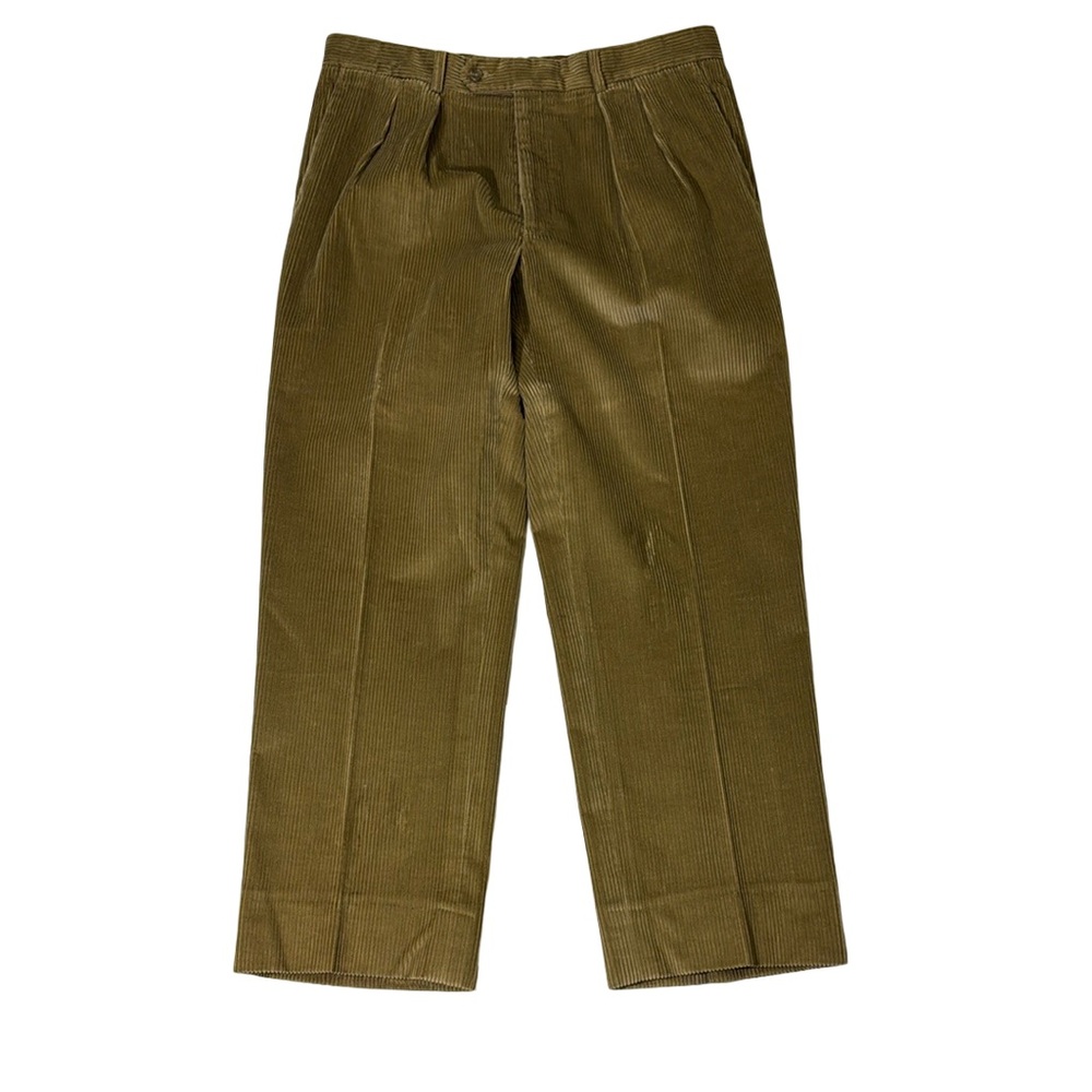 Paul Stuart mens 36x30 brown pleated classic fit corduroy pants